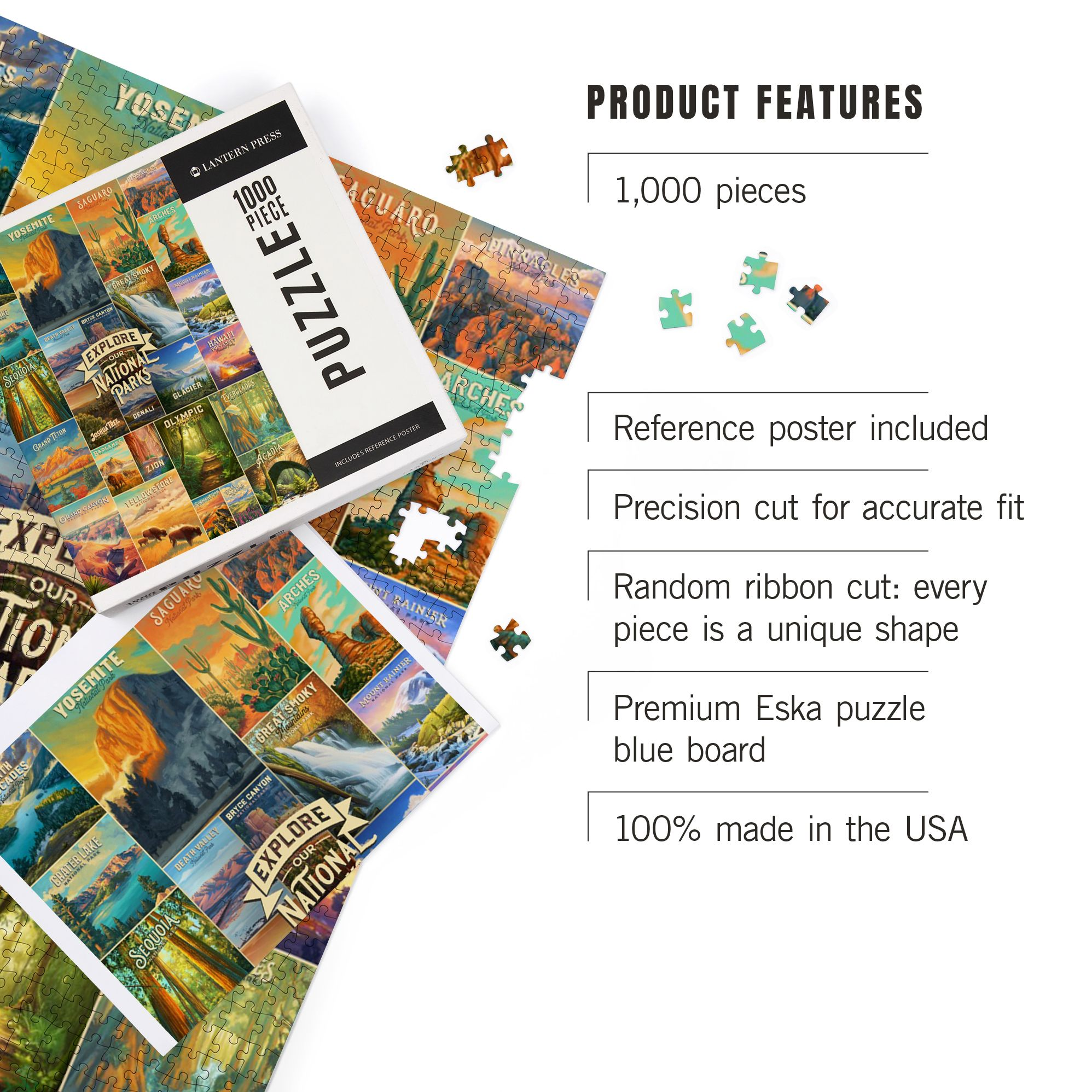 National Parks Oil Painting Collage 1000 Piece Puzzle