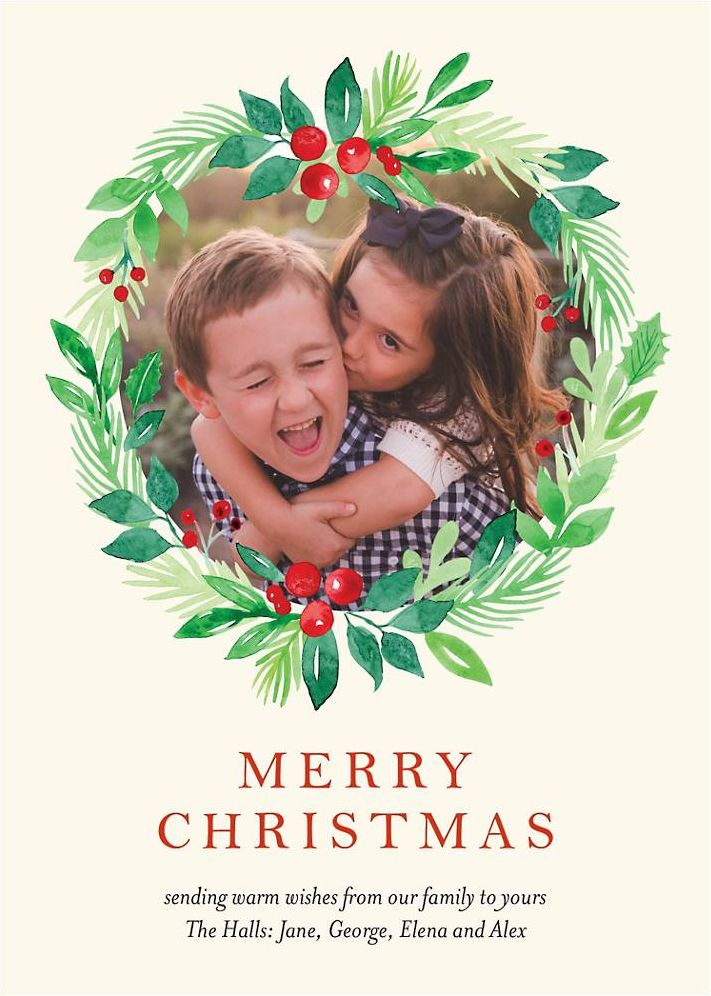 Winter Greenery Wreath Photo Card