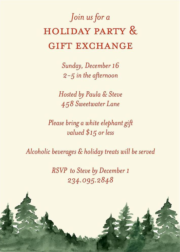 Treeline Holiday Party Invitation