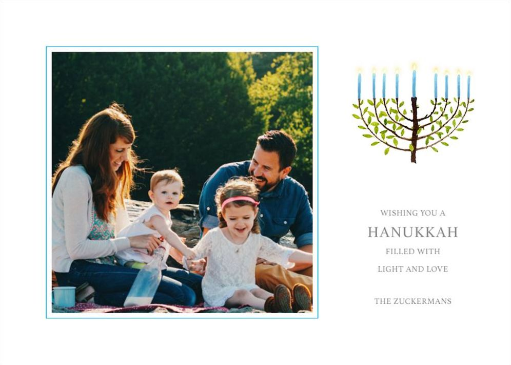 Olive Tree Menorah Holiday Photo Card