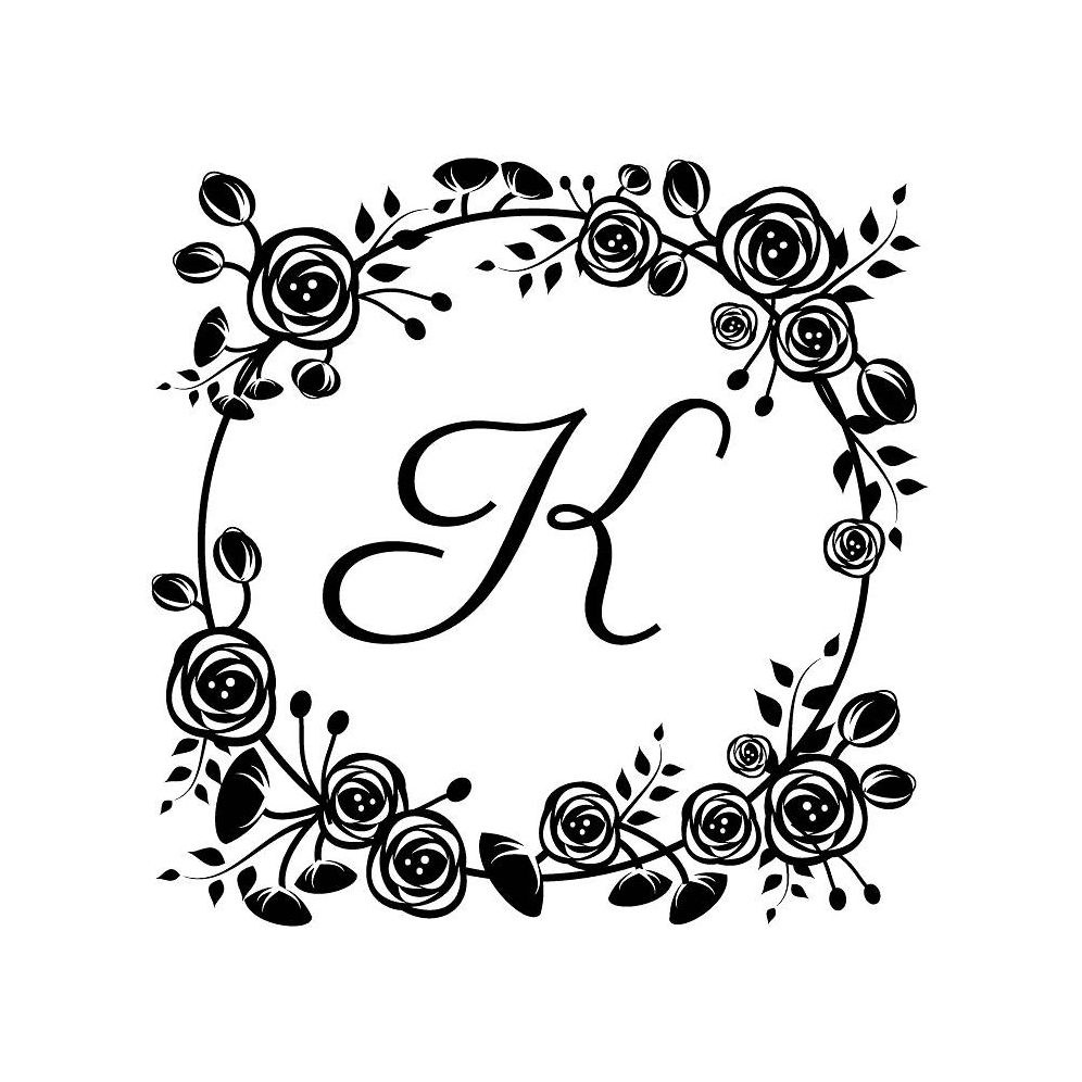 Initial Floral Frame Custom Stamp