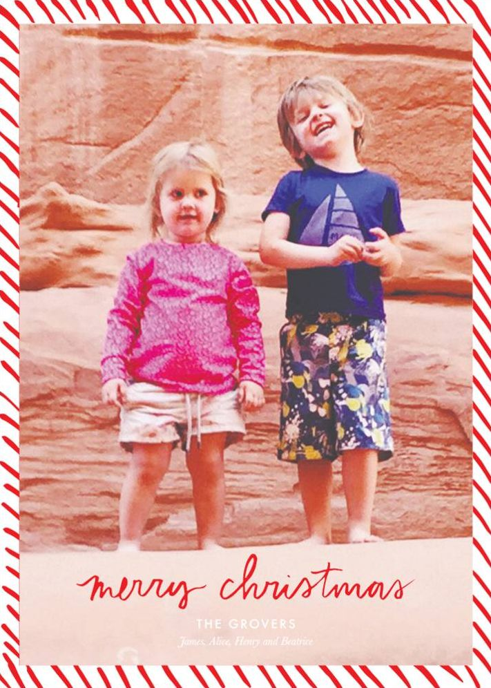 Candy Stripe Christmas Vertical Photo Card