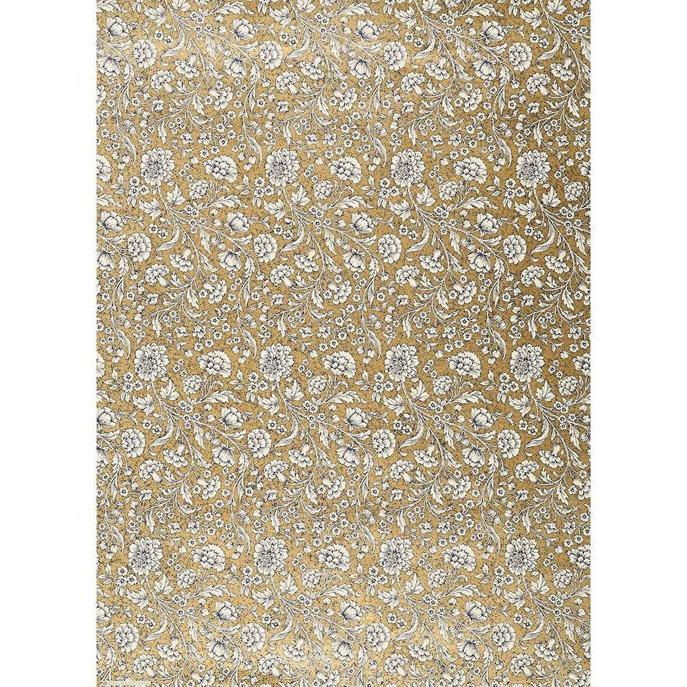 White Relief Floral on Gold Handmade Paper