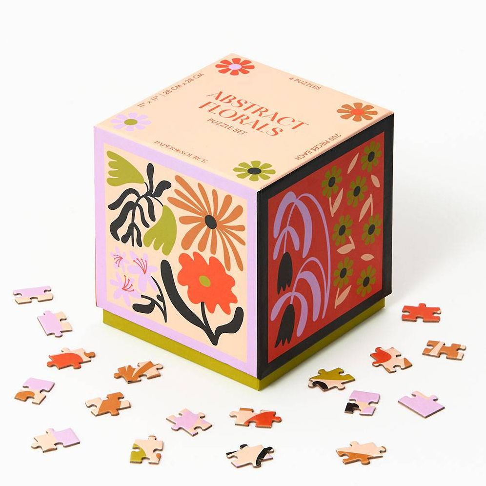 Abstract Floral Set of 4 Cube Puzzle | Paper Source