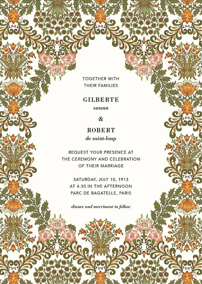 Floral Damask Wedding Invitation