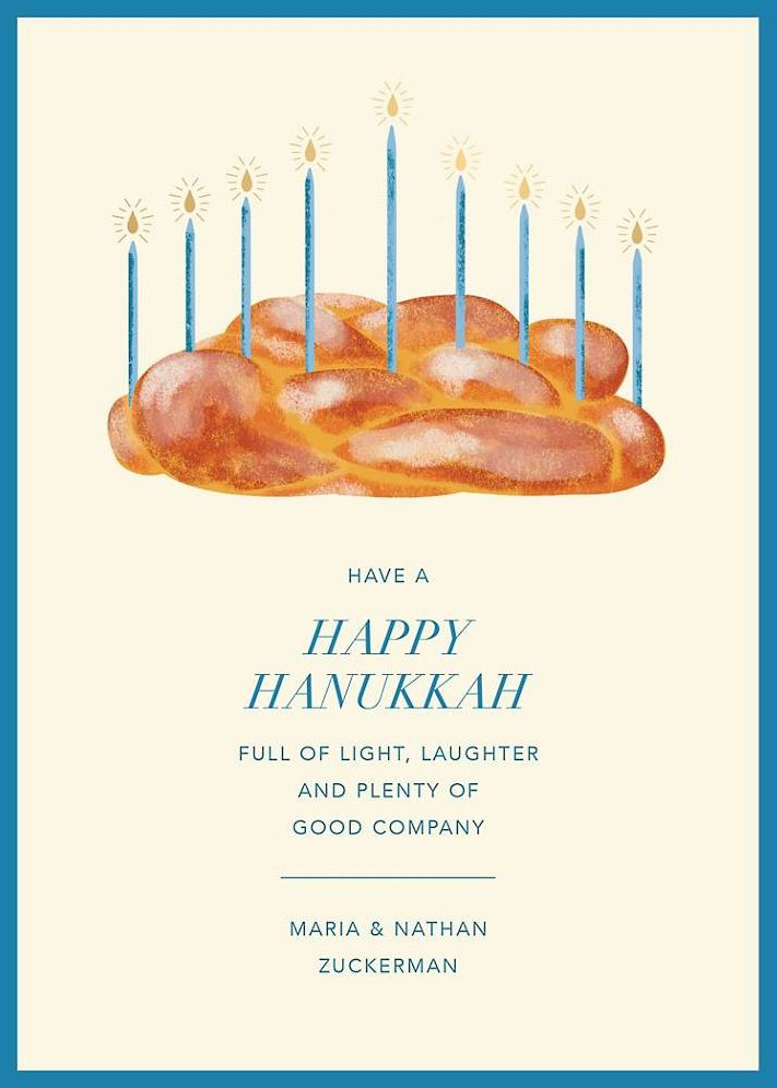 Challah Menorah Hanukkah Card