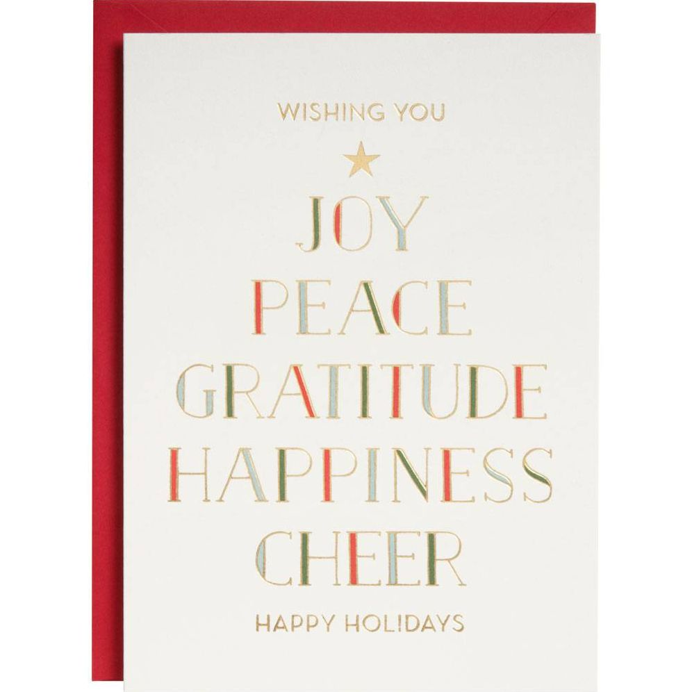 XMAS A6 Gold Foil Type Tree Holiday Card Set