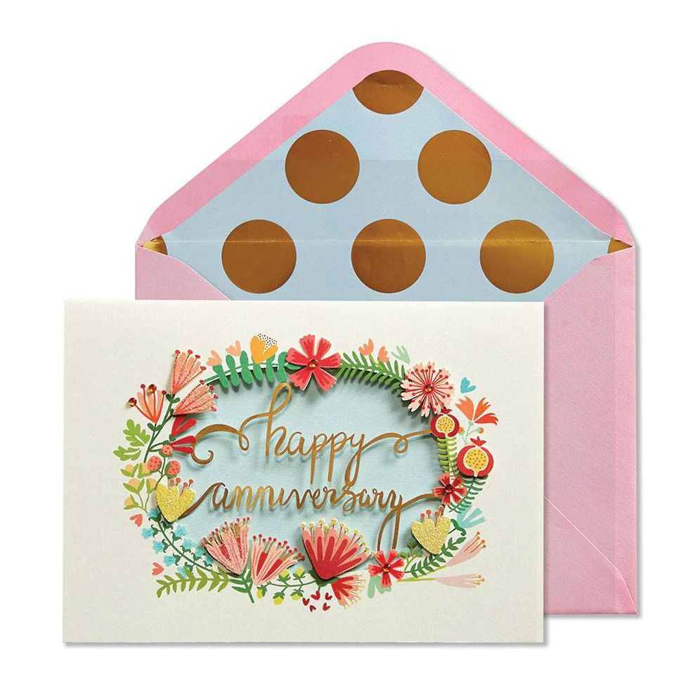 Laser Cut Floral Wreath Anniversary Card