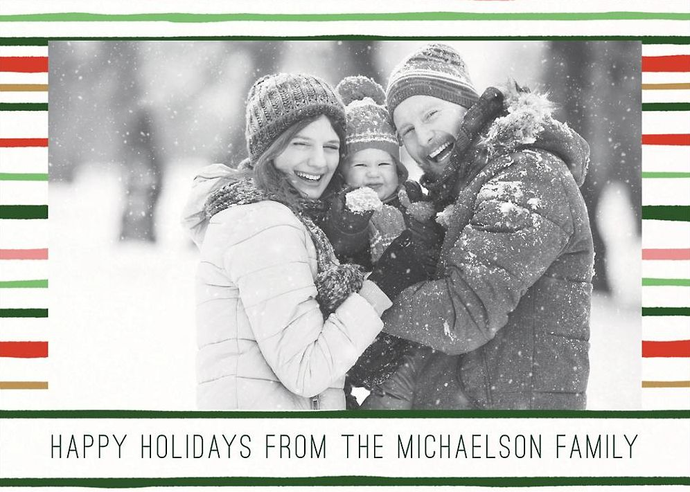 Holiday Stripes Horizontal Photo Card