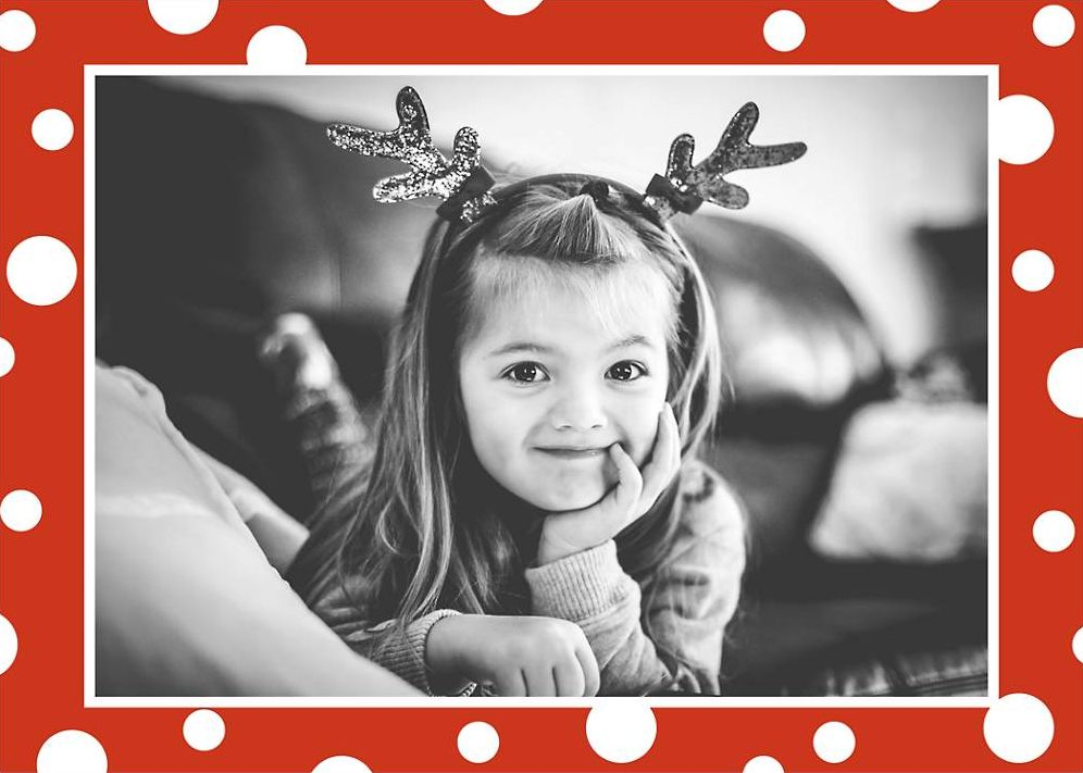 White Red Dots Horizontal Photo Card