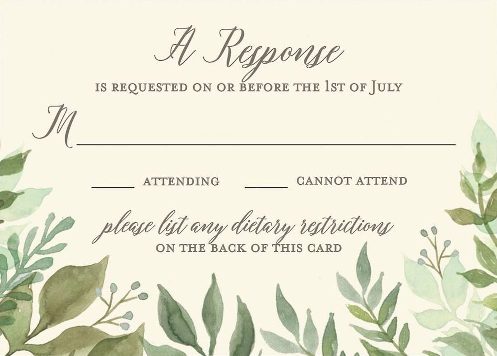 Watercolor Garden Wedding Response Card