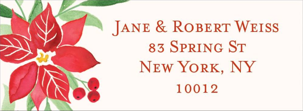 Poinsettias Holiday Return Address Label