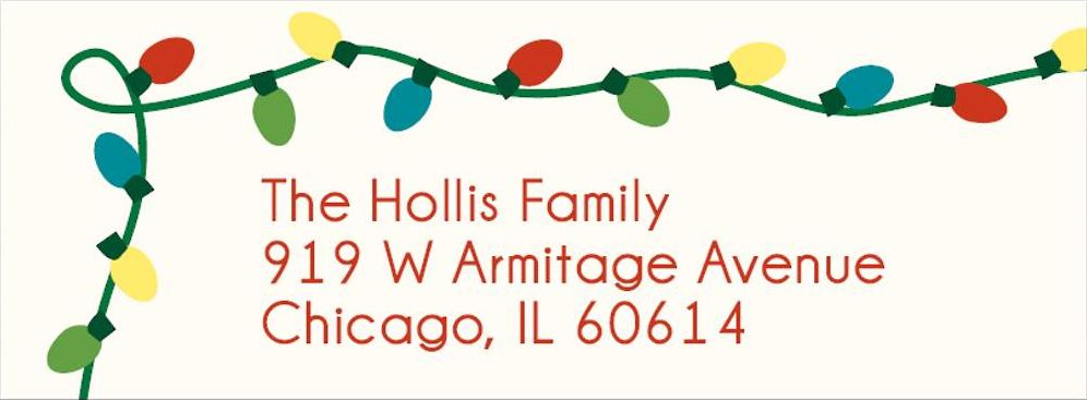 String Lights Holiday Return Address Label