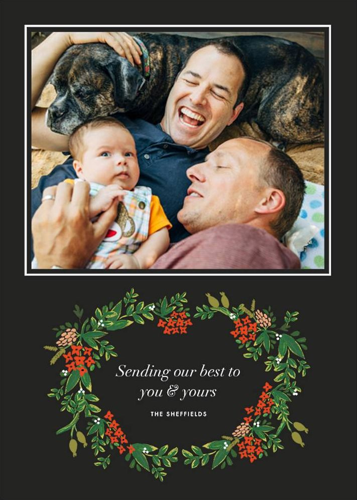 Poinsettia Garland Photo Holiday Photo Card