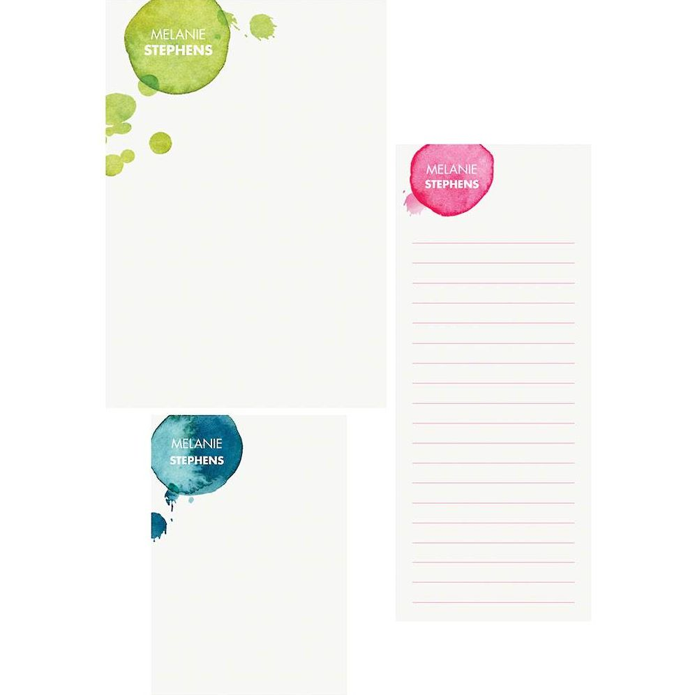 Watercolor Splash Mixed Personalized Notepads | Paper Source