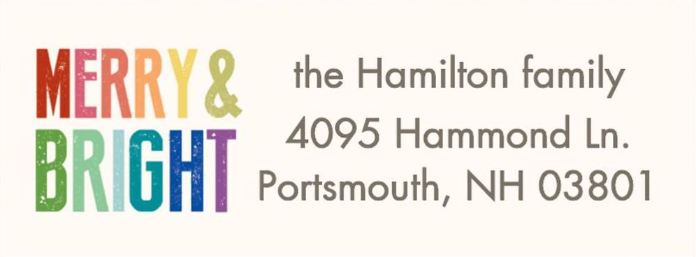 Colorful Letters Merry & Bright Return Address Label