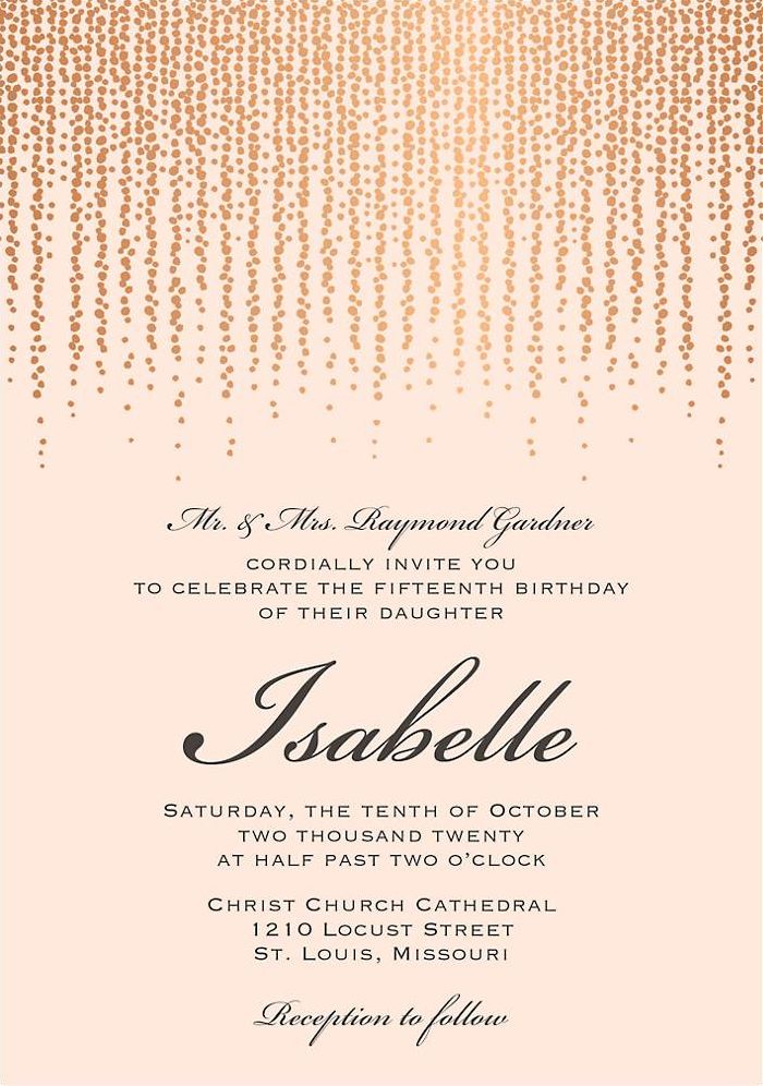Chandelier Foil Quinceañera Invitation
