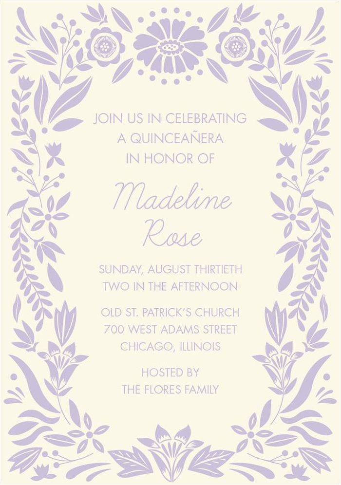 Floral Frame Quinceañera Invitation