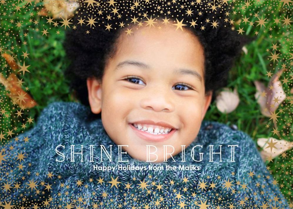 Star Border Foil Photo Card Horizontal
