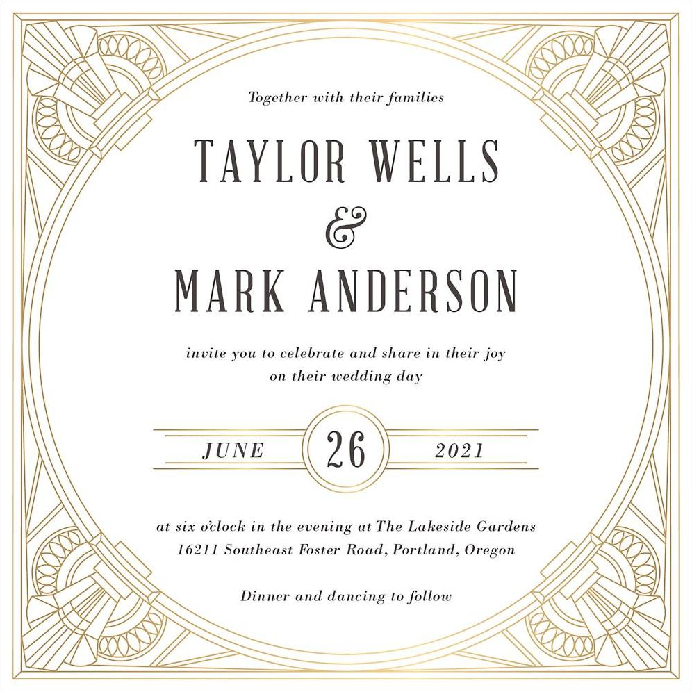 Golden Age Foil Stamped Wedding Invitation