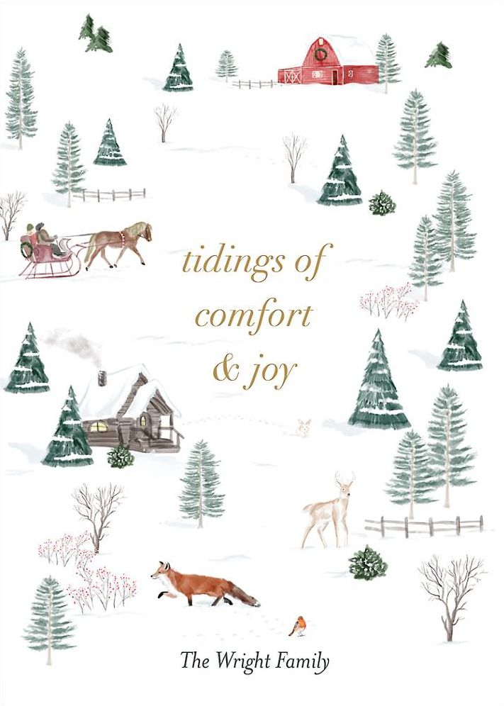 Winter Toile Holiday Card