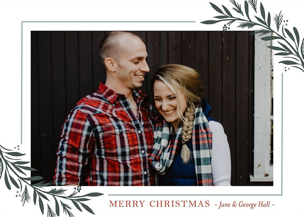 Winter Bough Corners Holiday Photo Card