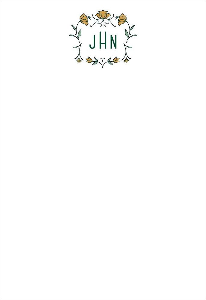 Nouveau Tulips Monogram Personalized Notepad Set