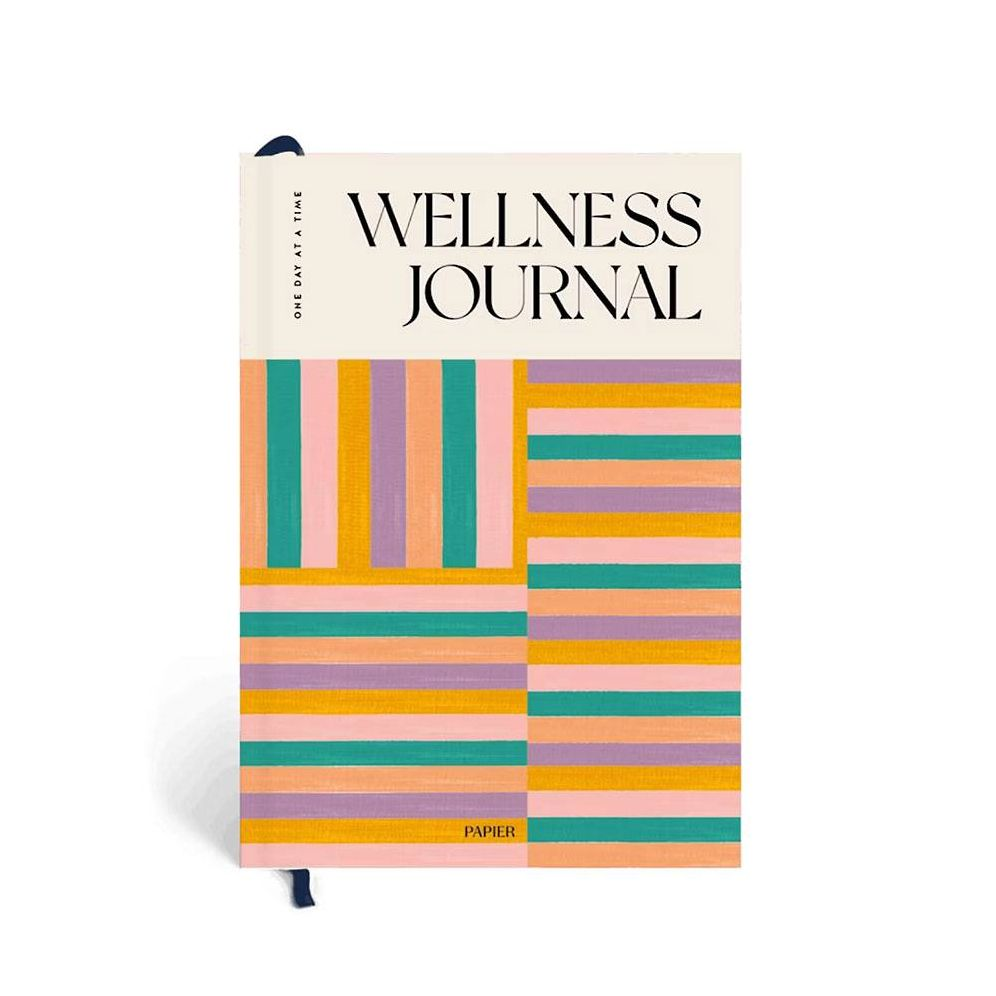 Actual product photo: Papier Happy Stripes Guided Wellness Journal