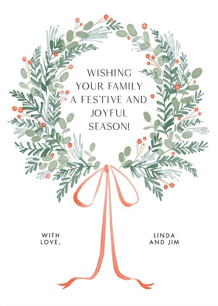 Holly Wreath Holiday Card