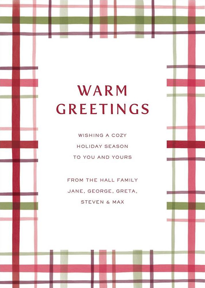 Cozy Watercolor Plaid Holiday Card