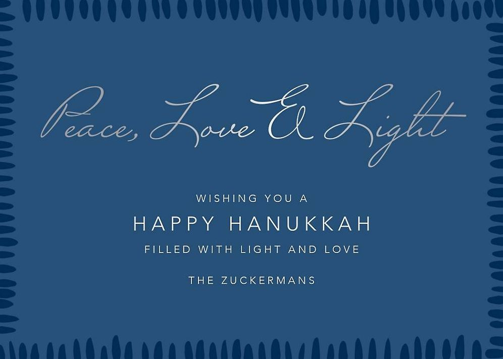 Candlelight Border Foil Script Hanukkah Card