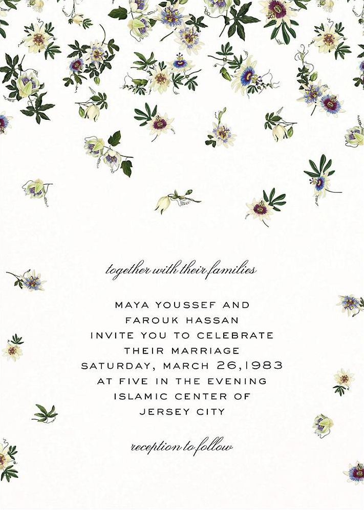 Passiflora Caerulea Cream Wedding Invitation