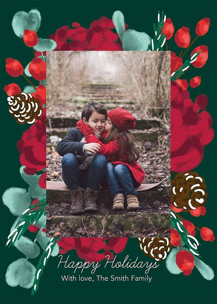 Merry Florals Holiday Photo Card