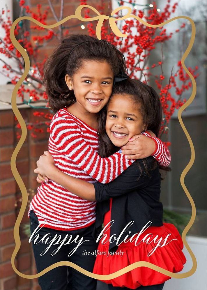 Wiggle Bow Border Foil Holiday Photo Card