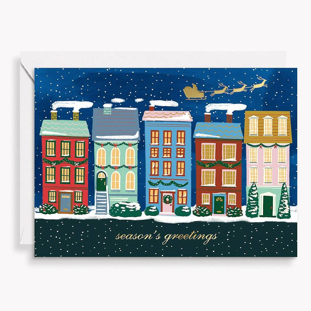 XMAS A6 Houses Holiday Card Set