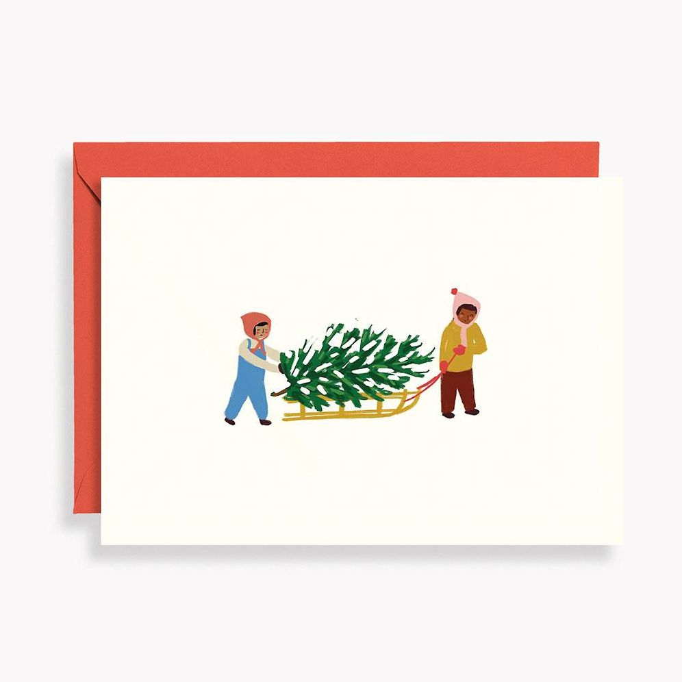XMAS 4bar Assorted Tree Farm Friends Holiday Card Set 12