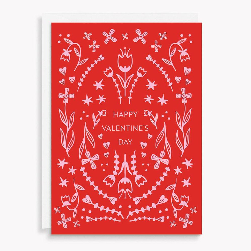 Folk Art Valentine's Day Card