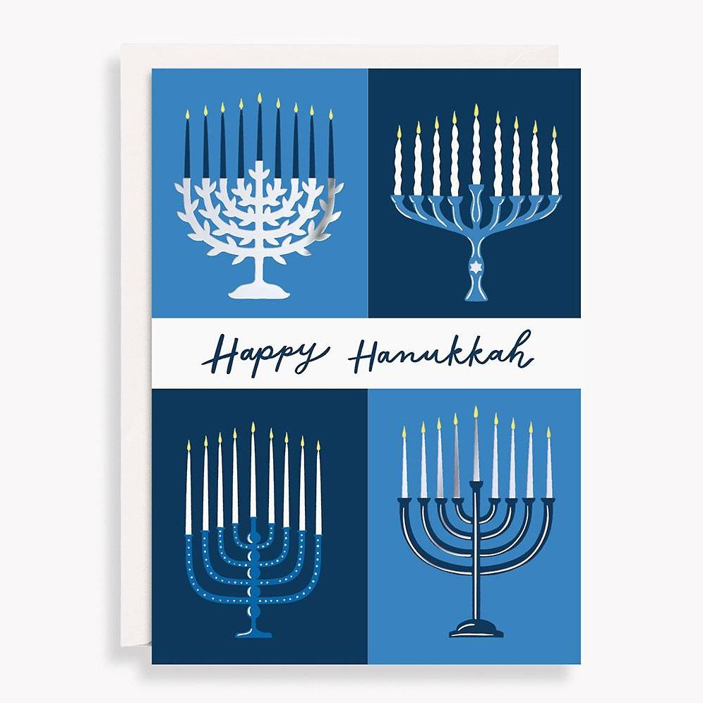 HANUK A6 Modern Menorahs Hanukkah Card Set FLD S/10
