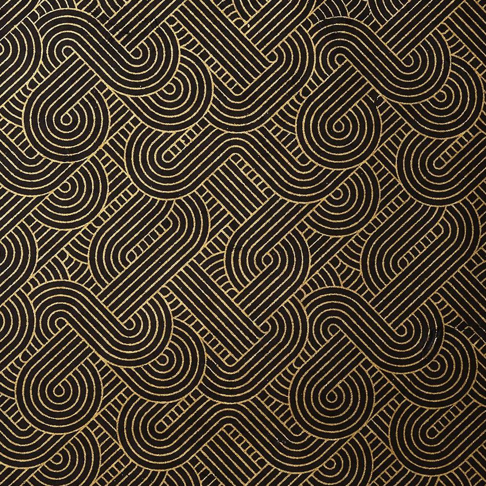 Geometric Gold on Black Handmade Paper