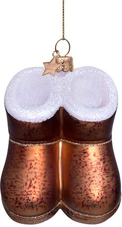 Brown Suede Boot Glas Ornament