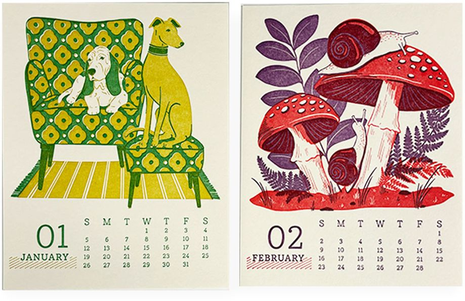 2025 Paper Source Animals Letterpress Desktop Calendar