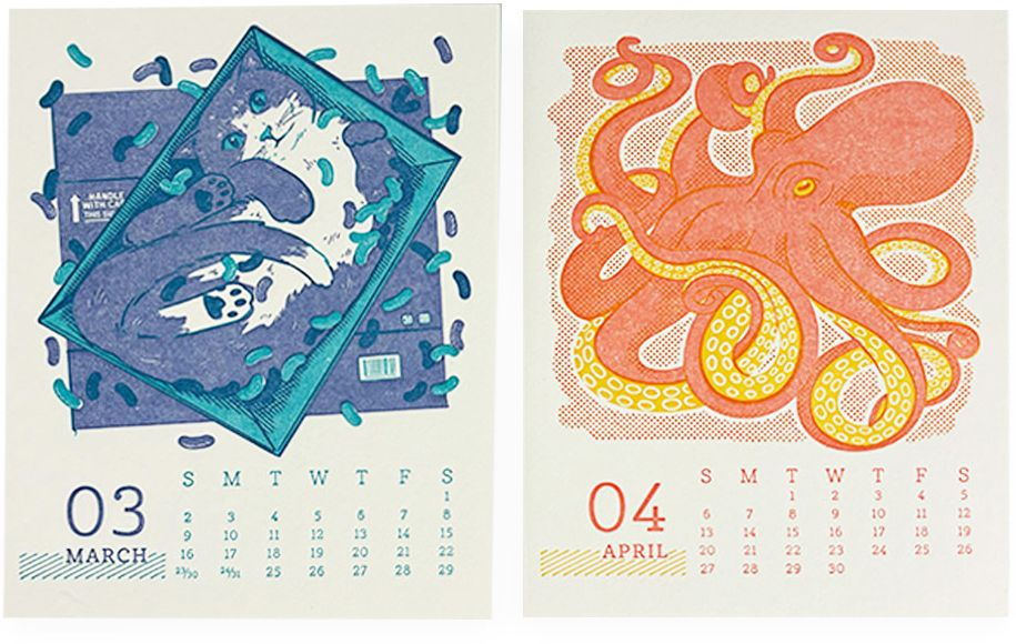 2025 Paper Source Animals Letterpress Desktop Calendar