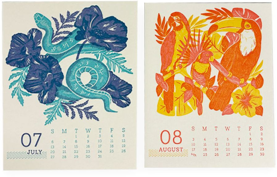 2025 Paper Source Animals Letterpress Desktop Calendar