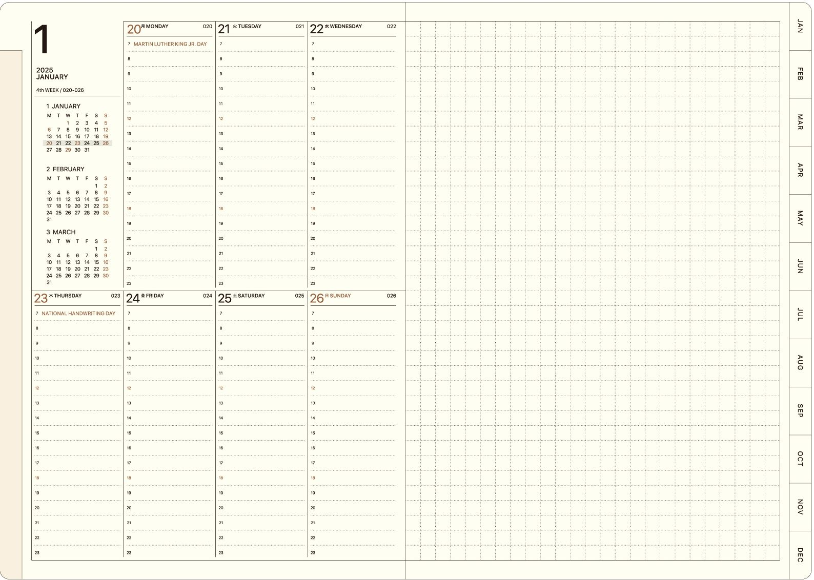 2025 Mein Leben Navy Weekly Planner