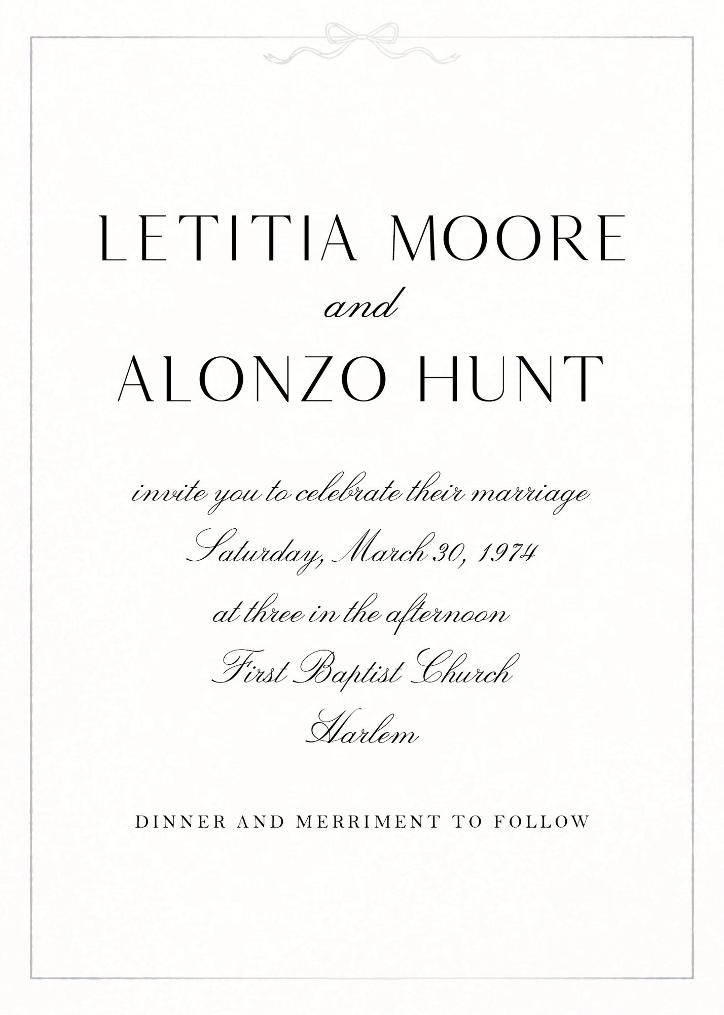 Bow Border Foil Wedding Invitation