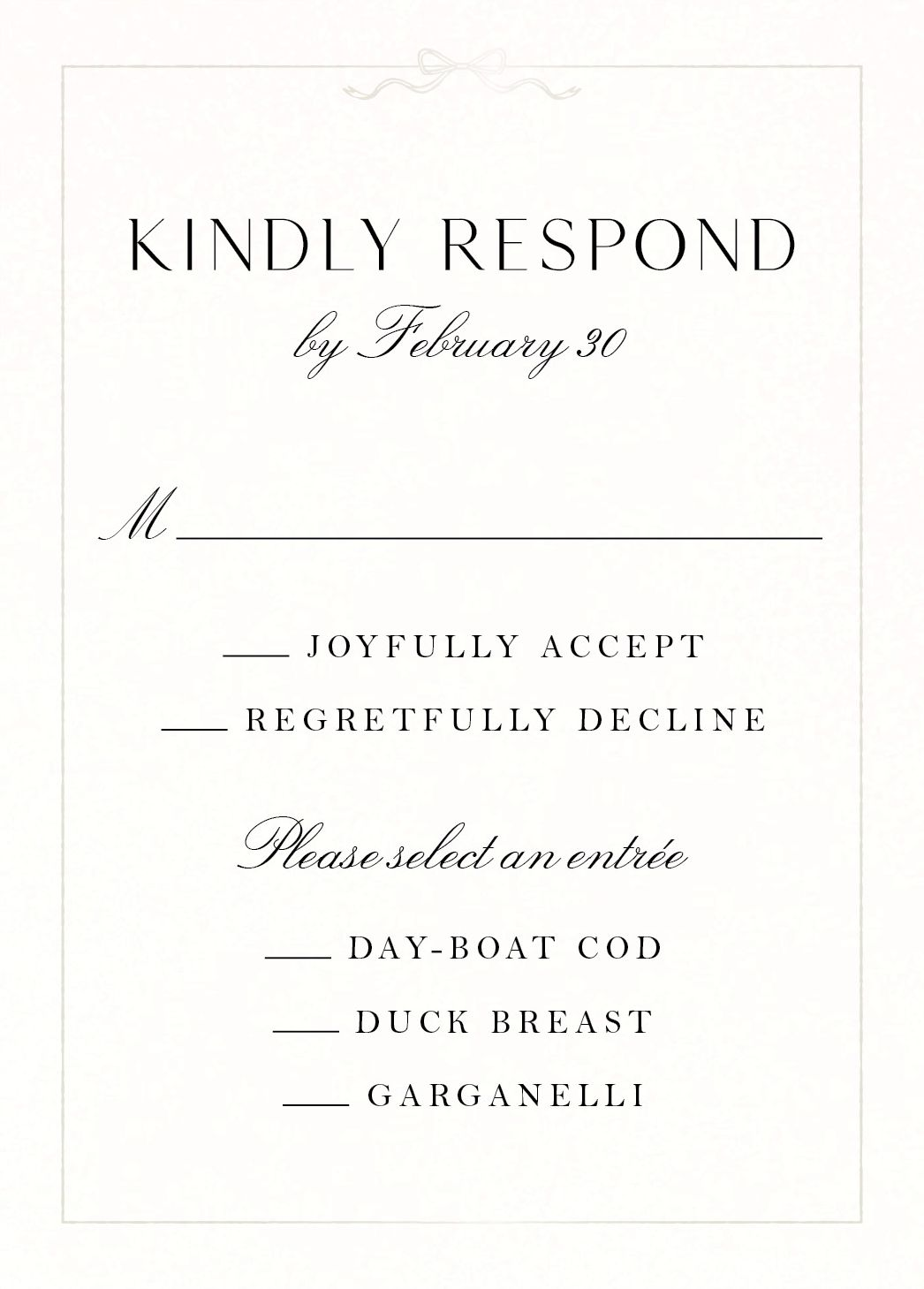 Bow Border Foil Response Card