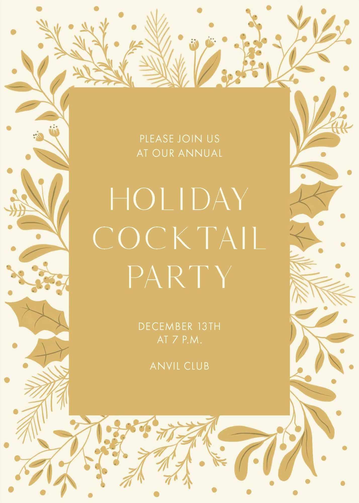 Gold Greenery Holiday Card