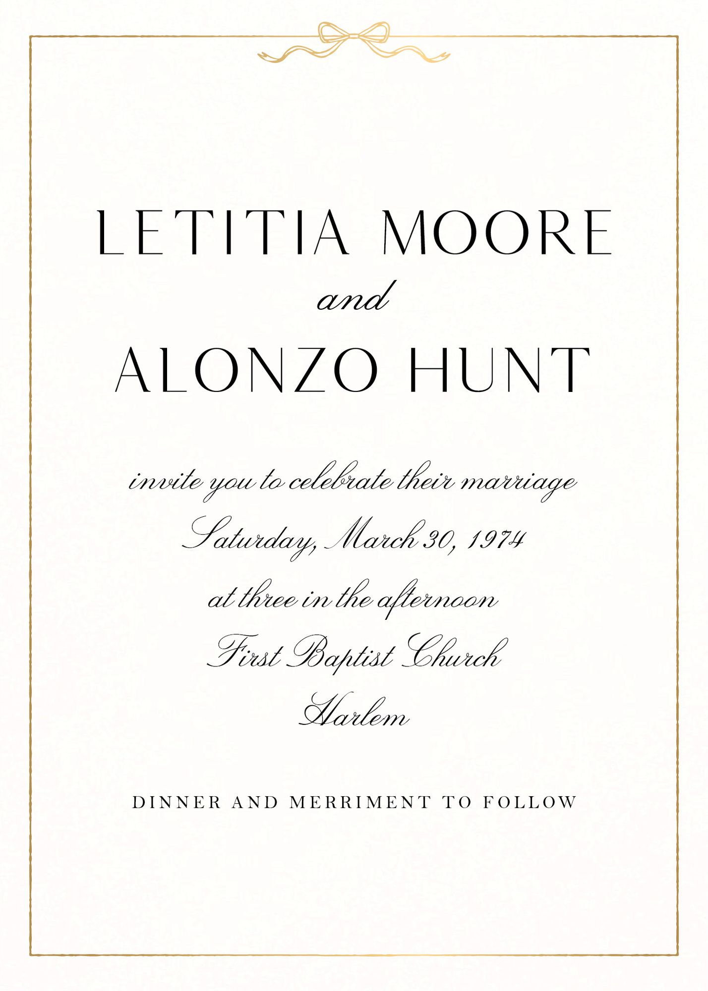 Bow Border Foil Wedding Invitation