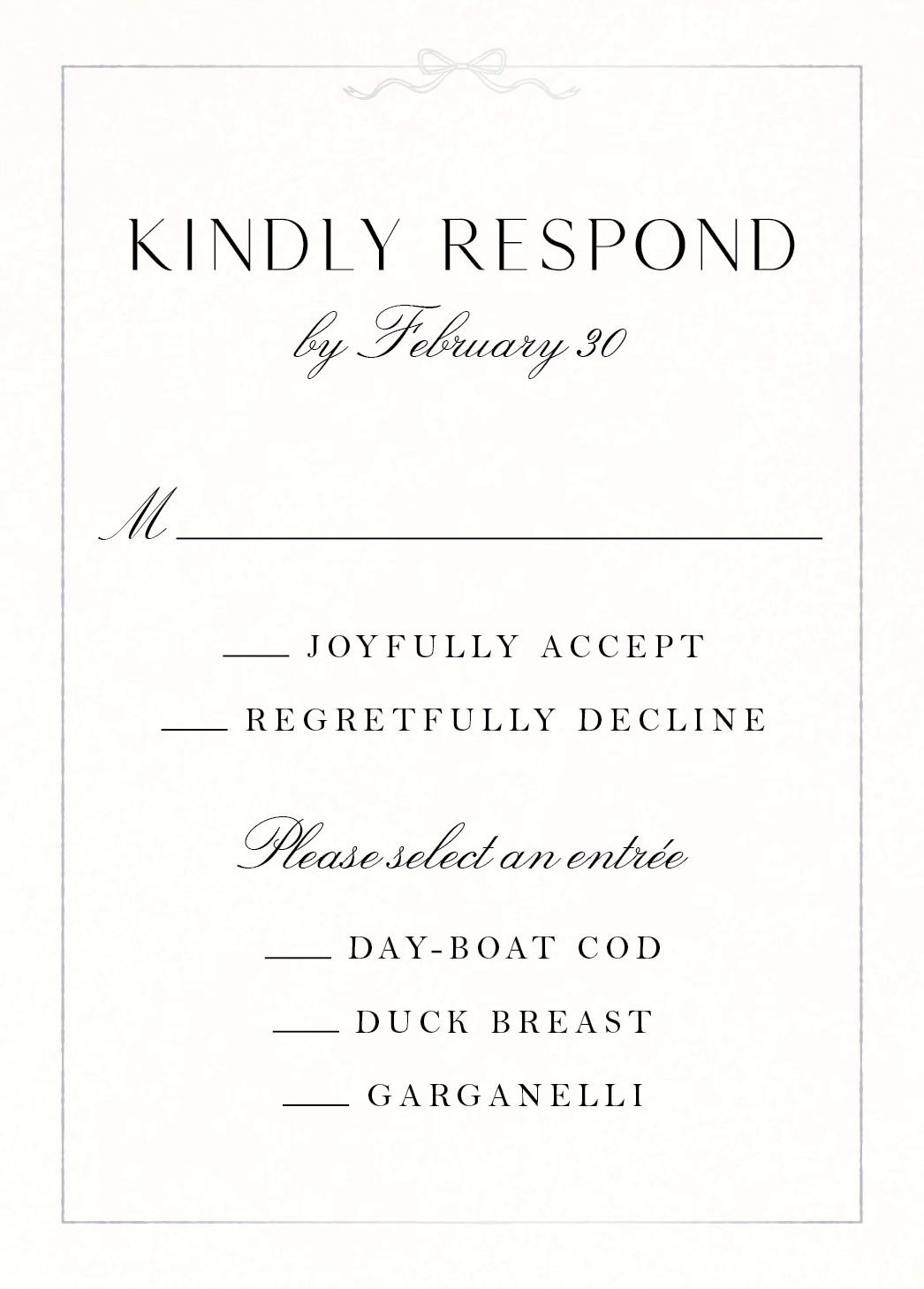 Bow Border Foil Response Card