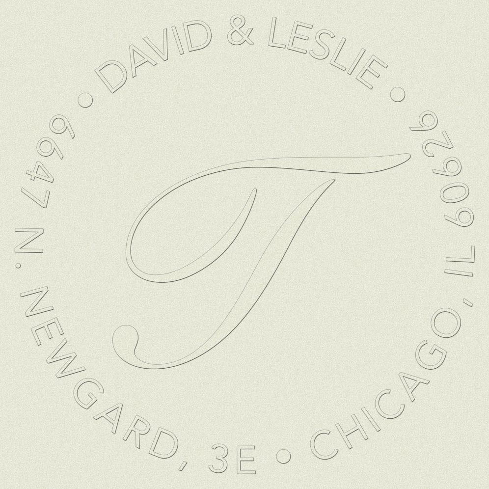 Circle Script Initial Custom Embosser Plate with Embossing Tool